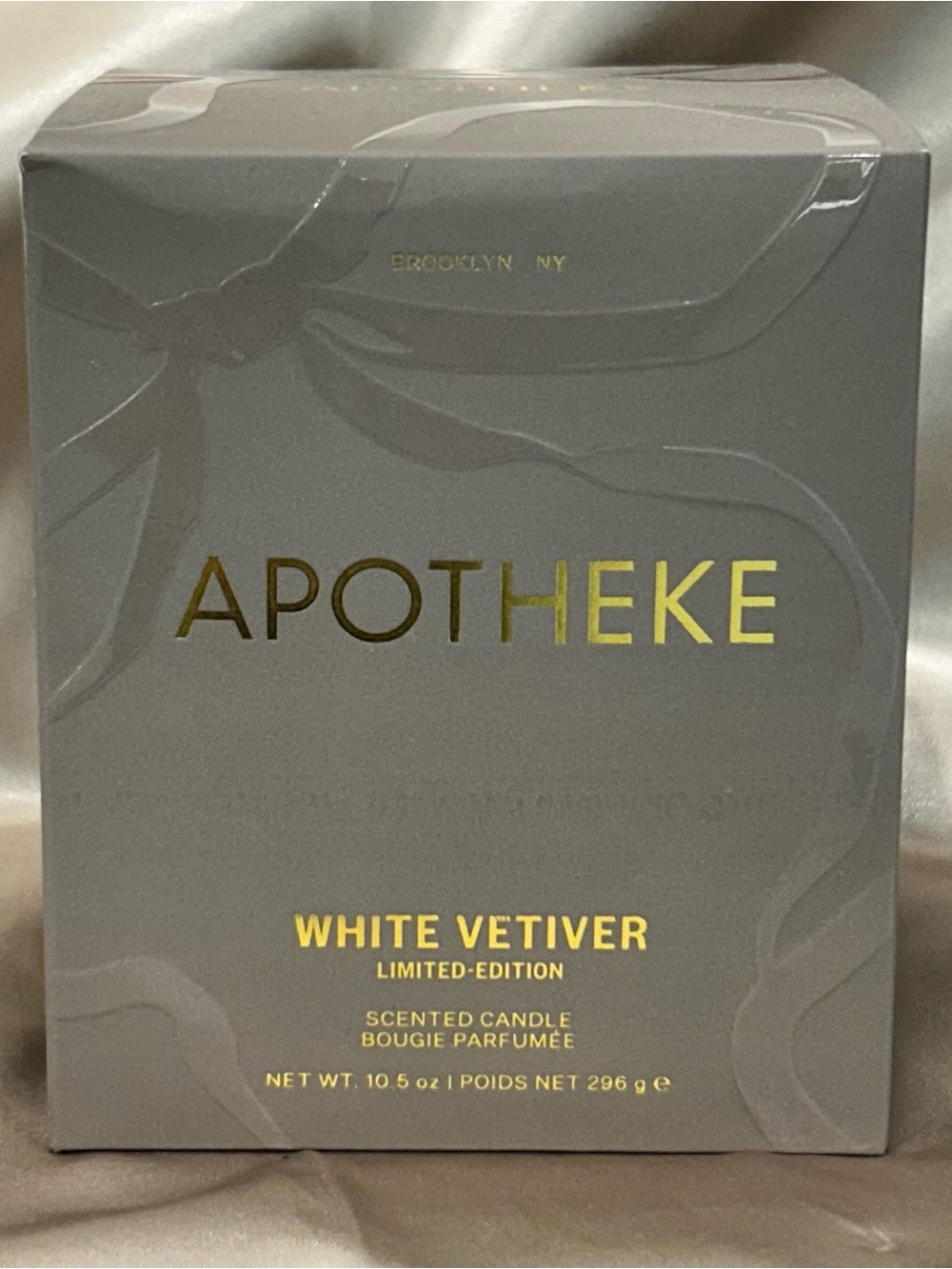 Apotheke White Vetiver Scented Candle — Gray Packaging